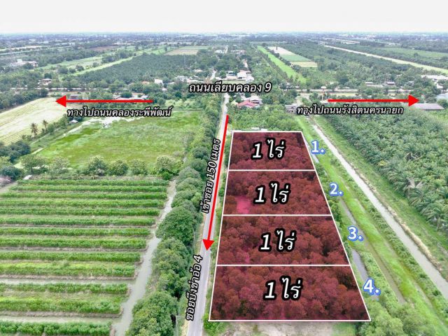 ที่ดินถมแล้ว พร้อมสร้าง คลอง9 หนองเสือ แหล่งชุมชน