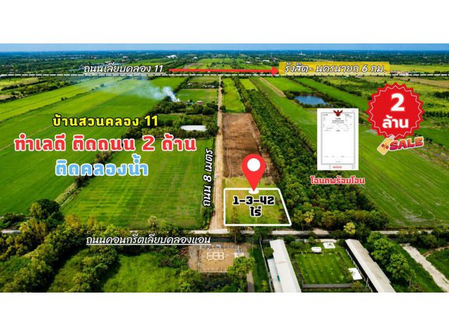 ขายที่ดินตำบลบึงบา อำเภอ หนองเสือ ปทุมธานี