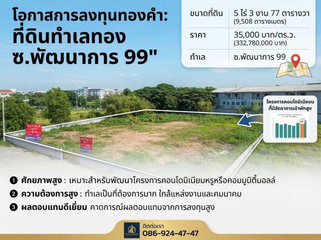 พัฒนาการ 99 ขาย5-3-77 ไร่ ราคา35,000 บาท