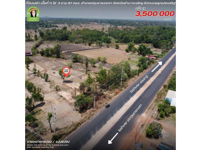 ที่ดินเปล่าแบ่งขาย ต.นาหว้า ประทุมราชวงศา