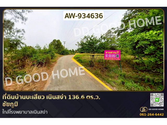 ที่ดินบ้านบะเสียว เนินสง่า 136.6 ตร.ว. ชัยภูมิ ใกล้โรงพยาบาลเนินสง่า AW-934636