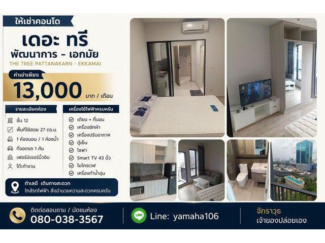 ให้เช่า เดอะ ทรี พัฒนาการ - เอกมัย The Tree Pattanakarn–Ekkamai ห้องสวย พร้อมเข้าอยู่
