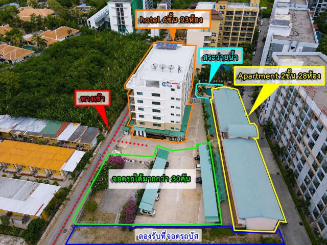 ให้เช่าโรงแรม และ อพาร์ทเมนต์ ถนนจอมเทียน พัทยาสาย 2 บางละมุง ราคาถูก