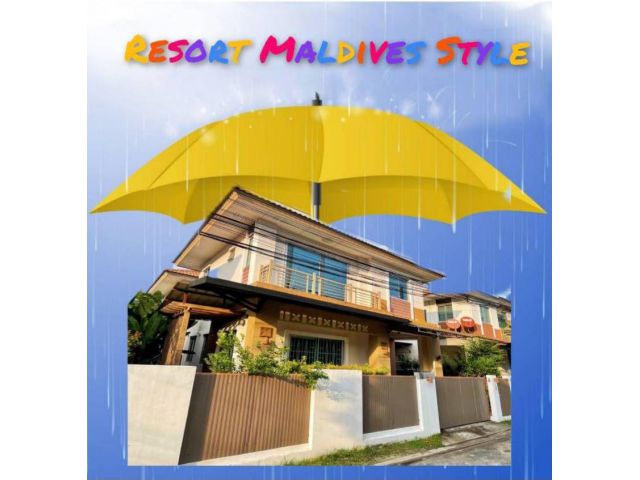 ให้เช่าบ้านแฝดสไตล์บ้านเดี่ยว 2 ชั้น หมู่บ้าน เอโทล มัลดีฟส์ ปาล์ม (บางนา-วงแหวน) รีสอร์ทส่วนตัว ริมถนนกาญจนาภิเษก
