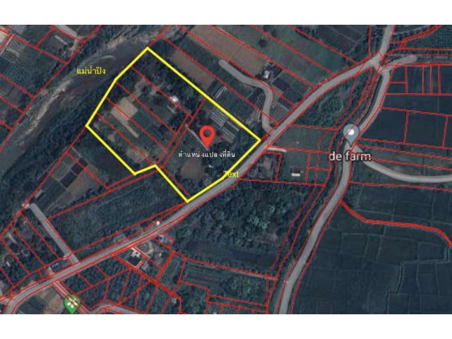 L526-Land for sale next to the Ping River, 14 and a half rai, Chiang Mai, Mae Rim, Mueang Kaeo.