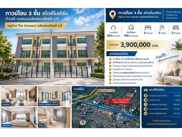 ทาวน์โฮม 3 ชั้น โครงการ เดอะคอนเนค อัพทรี เฉลิมพระเกียรติ 67