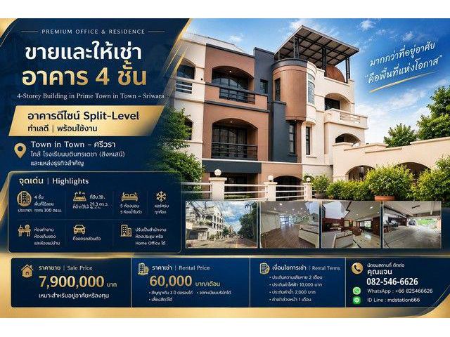 ขายและให้เช่า อาคาร 4 ชั้น ทำเลทอง TOWN IN TOWN – ศรีวรา