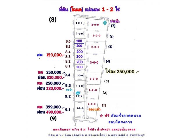 (โฉนด) ที่ดิน 200 ตรว.(159,000 บ.) เพียง 6 แปลง(รั้วฟรี) ติดถนนหินคลุก กว้าง 8 ม.ไฟฟ้า น้ำประปา (ติดเขต ต.สระกระโจม) ต.ทะเลบก อ.ดอนเจดีย์ จ.สุพรรณบุรี
