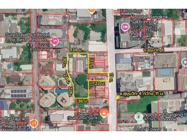 ขายที่ดิน 1 ไร่ 3 งาน 14.1 ตร.ว. ติด ซอยสุขุมวิท 4 ใกล้ BTS นานา