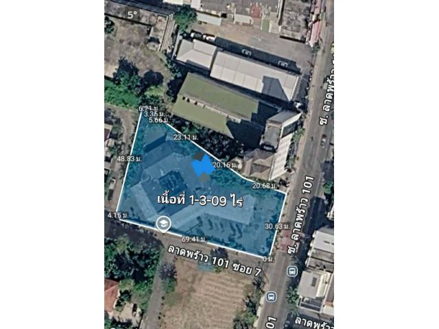 ขายที่ดินพร้อมสิ่งปลูกสร้าง 1-3-09 ไร่ ถนนลาดพร้าว 101 ใกล้สถานีรถไฟฟ้า ลาดพร้าว 101 แขวงคลองเจ้าคุณสิงห์ เขตวังทองหลาง