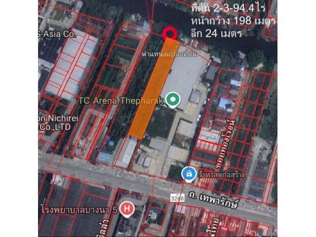ลดอย่างแรง!! ที่ดิน ขนาด 2 ไร่ 3 งาน 94.4 ตร.ว.ใกล้ทางด่วนกาญจนาภิเษก บางพลี-สุขสวัสดิ์