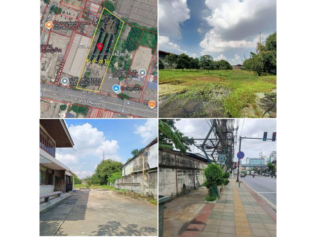 ขายที่ดิน 4-0-72 ไร่ ติด ถ.ปู่เจ้าสมิงพราย ต.สำโรงกลาง อ.พระประแดง สมุทรปราการ