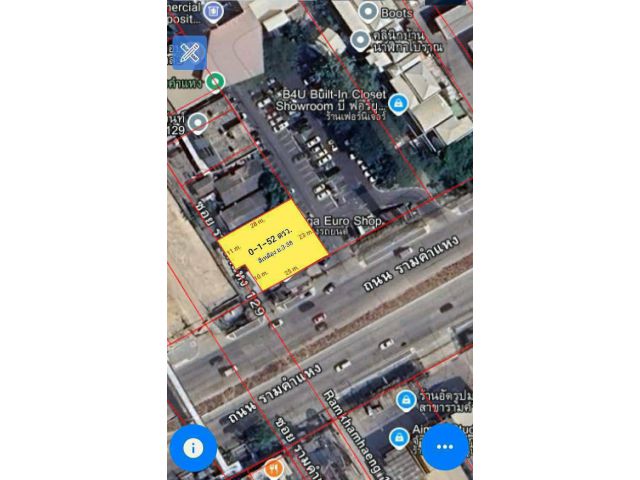 ขายที่ดินพร้อมผู้เช่า เนื้อที่ 152 ตรว. ติด ถ.รามคำแหง ห่างสถานีรถไฟฟ้าสายสีส้ม คลองบ้านม้า 90 ม. แขวงสะพานสูง สะพานสูง