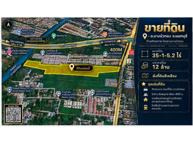 ขายที่ดินแปลงใหญ่ บางบัวทอง ทำเลศักยภาพ ใกล้ ถ.ชัยพฤกษ์