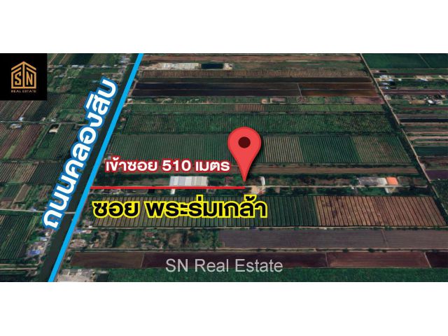 ขายที่ดิน คลอง 10 ซอยพระร่มเกล้า 1-2-24 ไร่ หนองเสือ ปทุมธานี