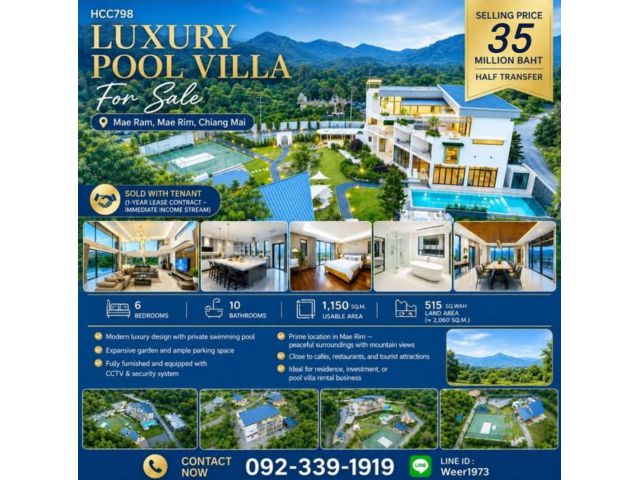 H798-Luxury Pool Villa for Sale, 6 bedrooms, 515 Sq.wah., Mae Ram, Mae Rim, Chiang Mai