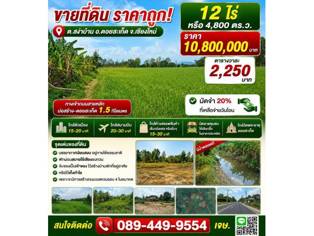ขายที่ดิน 12ไร่ ต.สง่าบ้าน อ.ดอยสะเก็ด จ.เชียงใหม่