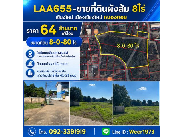 L655-ขายที่ดินผังส้ม 8ไร่ เชียงใหม่ เมืองเชียงใหม่ หนองหอย