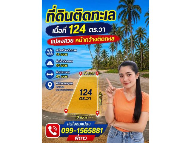 ขายที่ดินติหน้าหาด124ตรว.