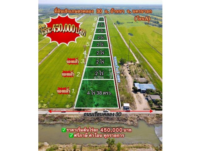 ️ที่ดินคลอง 30 บ้านนา (ต.ทองหลาง) ที่ดินเชิงเกษตร บ้านสวน ต.ทองหลาง อ.บ้านนา จ.นครนายก ️