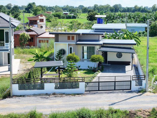 บ้านพร้อมที่ดิน โฉนดครุฑแดง พร้อมเข้าอยู่ อ.หนองหญ้าไซ สุพรรณบุรี