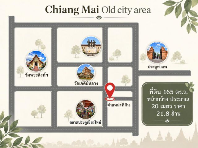 ที่ดินทำเลในคูเมือง ใกล้ตลาดประตูเชียงใหม่