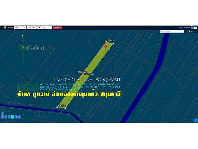 ขายที่ดินทำเลดี 13 ไร่ 98 ตร.ว. ลาดหลุมแก้ว ปทุมธานี ติดถนน 2 ด้าน เข้า–ออกสะดวก ใกล้ถนนสาย 346 เพียง 800 เมตร