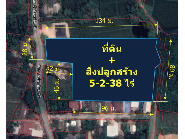 L219-ขายที่ดิน+สิ่งปลูกสร้าง 5-2-38 ไร่ ใกล้ ม.แม่โจ้ ต.ป่าไผ่ อ.สันทราย จ.เชียงใหม่