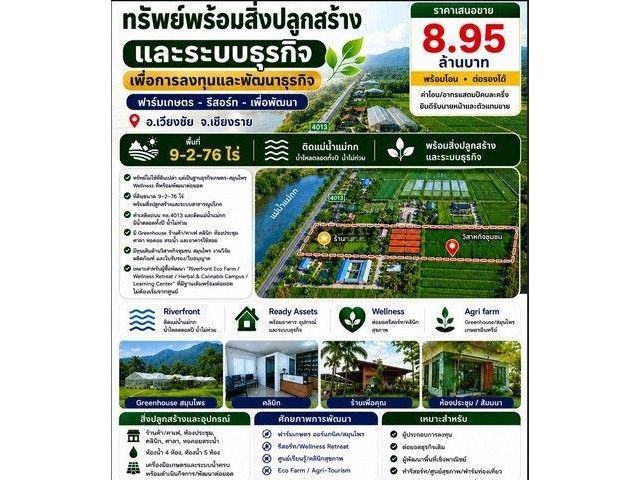 ขายที่ดินธุรกิจ 9-2-76ไร่ 8.95ล. ต.เวียงเหนือ เวียงชัย เชียงราย