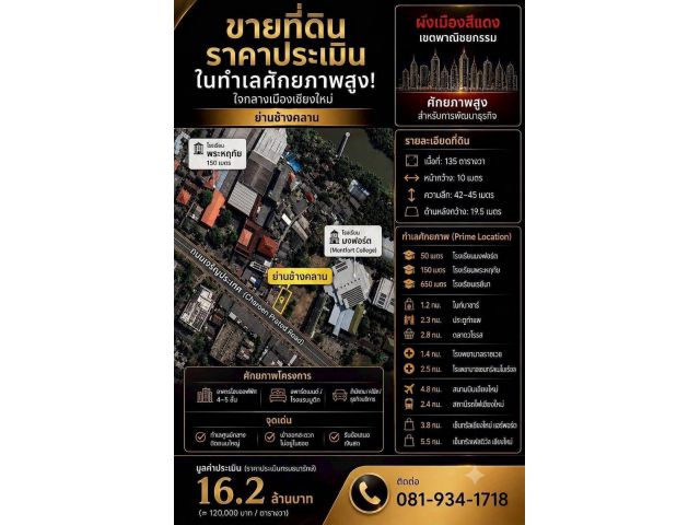 ขายที่ดินราคาประเมินราชการ ย่านช้างคลาน กลางเมือง เชียงใหม่