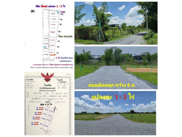 (โฉนด) แปลง 400-600 ตรว.(ขาย 240,000-270,000 บ.) (ฟรีรั้ว 4 ด้าน) ถนนหินคลุก ไฟฟ้า น้ำประปา ม.5 ต.ทะเลบก (ติดเขต ต.สระกระโจม) อ.ดอนเจดีย์ จ.สุพรรณบุรี