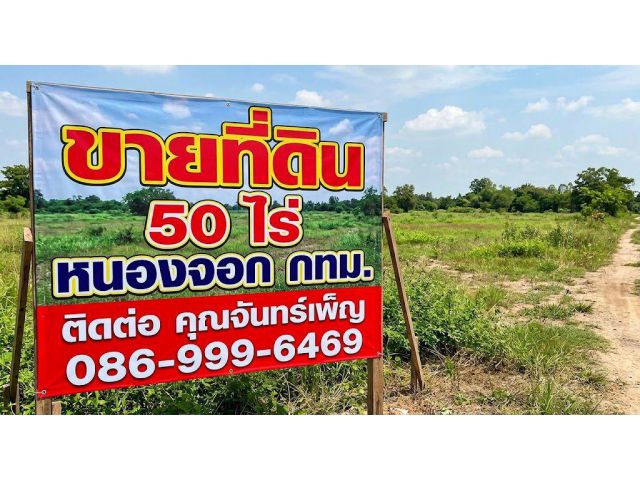 ขายที่ดิน 50 ไร่  หนองจอก กทม. ติดต่อ คุณจันทร์เพ็ญ 0869996469