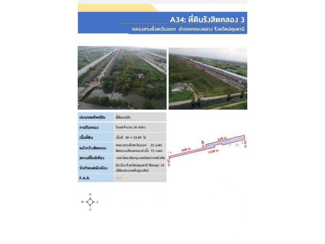 ขายที่ดิน รังสิตคลอง 3 ต.คลองสาม อ.คลองหลวง จ.ปทุมธานี
