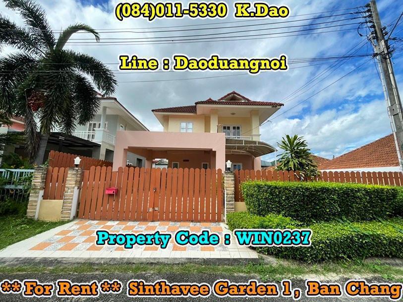 Sinthavee Garden 1, Ban Chang *** For Rent *** Opposite with Robinson